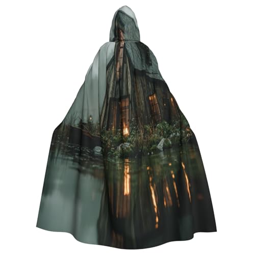 Ein kleines Haus am See Hexenkostüm - Horror Halloween Kostüm mit Kapuze Umhang für Herren, perfekt für Cosplay und Partys von HERTqwop