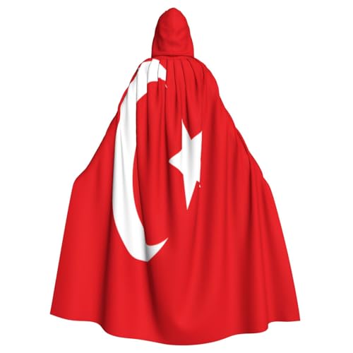 Flagge der Türkei Hexenkostüm - Horror Halloween Kostüm mit Kapuze Umhang für Herren, perfekt für Cosplay und Partys Flagge der Türkei Hexenkostüm - Horror Halloween Kostüm mit Kapuze Umhang für Herren, perfekt für Cosplay und Partys von HERTqwop