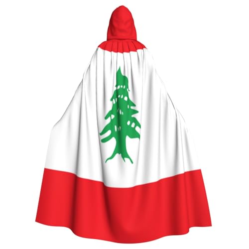 Flagge des Libanon Hexenkostüm, Horror-Halloween-Kostüm mit Kapuzenumhang für Herren, perfekt für Cosplay und Partys Flagge des Libanon Hexenkostüm, Horror-Halloween-Kostüm mit Kapuzenumhang für Herren, perfekt für Cosplay und Partys von HERTqwop