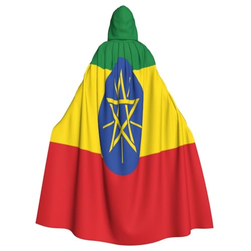 Flagge von Äthiopien Hexenkostüm - Horror Halloween Kostüm mit Kapuze Umhang für Herren, perfekt für Cosplay und Partys Flagge von Äthiopien Hexenkostüm - Horror Halloween Kostüm mit Kapuze Umhang für Herren, perfekt für Cosplay und Partys von HERTqwop