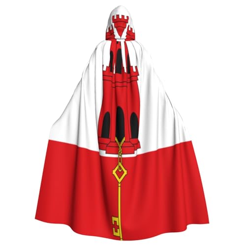 Flagge von Gibraltar Hexenkostüm - Horror Halloween Kostüm mit Kapuze Umhang für Herren, perfekt für Cosplay und Partys Flagge von Gibraltar Hexenkostüm - Horror Halloween Kostüm mit Kapuze Umhang für Herren, perfekt für Cosplay und Partys von HERTqwop