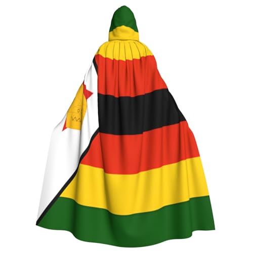 Flagge von Simbabwe Hexenkostüm - Horror Halloween Kostüm mit Kapuze Umhang für Herren, perfekt für Cosplay und Partys Flagge von Simbabwe Hexenkostüm - Horror Halloween Kostüm mit Kapuze Umhang für Herren, perfekt für Cosplay und Partys von HERTqwop