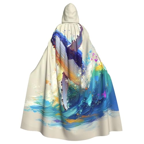 Gemaltes Buckelwal Hexenkostüm - Horror Halloween Kostüm mit Kapuze Umhang für Herren, perfekt für Cosplay und Partys von HERTqwop