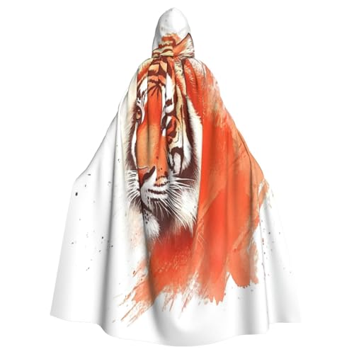 Gemaltes Tigerkopf-Hexenkostüm - Horror-Halloween-Kostüm mit Kapuzenumhang für Herren, perfekt für Cosplay und Partys Gemaltes Tigerkopf-Hexenkostüm - Horror-Halloween-Kostüm mit Kapuzenumhang für Herren, perfekt für Cosplay und Partys von HERTqwop