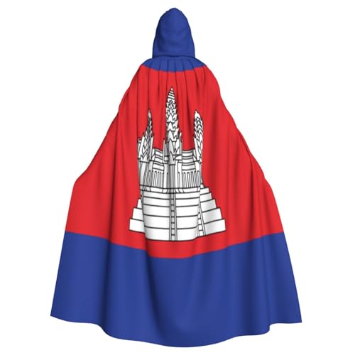 Kambodscha Flagge Hexenkostüm - Horror Halloween Kostüm mit Kapuze Umhang für Herren, perfekt für Cosplay und Partys Kambodscha Flagge Hexenkostüm - Horror Halloween Kostüm mit Kapuze Umhang für Herren, perfekt für Cosplay und Partys von HERTqwop
