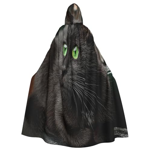 Schwarze Katze Hexenkostüm - Horror Halloween Kostüm mit Kapuze Umhang für Männer, perfekt für Cosplay und Partys Schwarze Katze Hexenkostüm - Horror Halloween Kostüm mit Kapuze Umhang für Männer, perfekt für Cosplay und Partys von HERTqwop