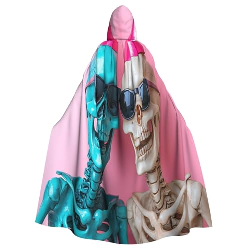 Skelett Queue Up Hexenkostüm - Horror Halloween Kostüm mit Kapuze Umhang für Herren, perfekt für Cosplay und Partys von HERTqwop