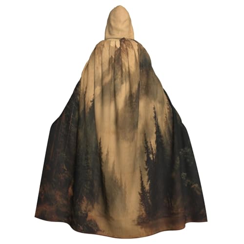 Tusche Landschaft Malerei Hexenkostüm - Horror Halloween Kostüm mit Kapuze Umhang für Herren, perfekt für Cosplay und Partys von HERTqwop