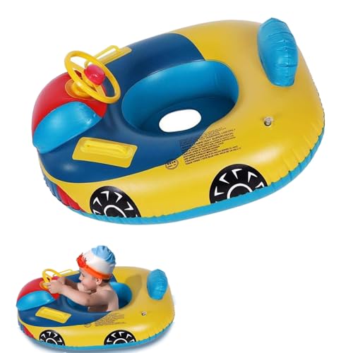 Kinder Aufblasbarer Schwimmring Baby Niedlich Auto Schwimmsitz Kleinkinder Schwimmen Ring Schwimmreifen Pool Float Sitz Boot mit Lenkrad Horn und Griffe, Pool Spielzeug für Mädchen Jungen 1-5 Jahre von HERUAI