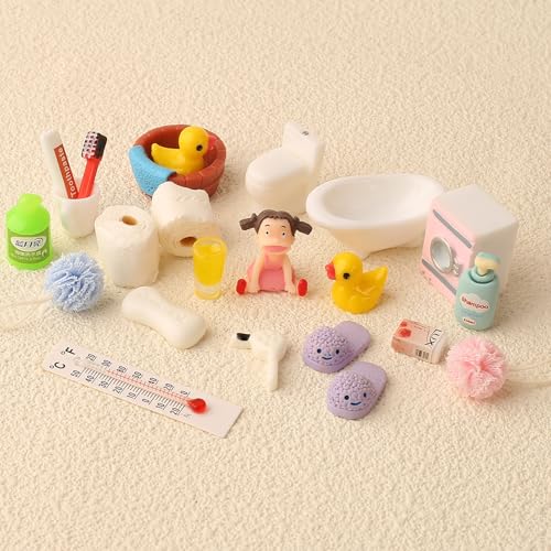HERZWILD 23pcs Wichtel Zubehör Miniatur Wichtelzubehör Bade-Set für Wichteltür Weihnachten Deko und Puppenhaus, Wichtel Wasch Set Badeutensilien mit Mini Zahnpasta Zahnbürste Klopapie Shampoo (A) HERZWILD 23pcs Wichtel Zubehör Miniatur Wichtelzubehör Bade-Set für Wichteltür Weihnachten Deko und Puppenhaus, Wichtel Wasch Set Badeutensilien mit Mini Zahnpasta Zahnbürste Klopapie Shampoo (A) von HERZWILD