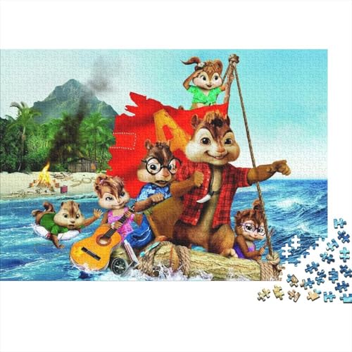 Alvin 500 Teile Premium Holz Puzzle Für Erwachsene - Herausforderndes Geschicklichkeitsspiel,Chipmunks Entspannendes Legespiel Für Familie, Wanddekoration Geschenk 500pcs (52x38cm) von HESHS