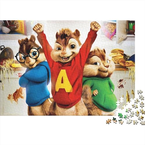 Alvin Holzpuzzle 1000 Teile Für Erwachsene & Jugendliche - Chipmunks Unmögliches Puzzle Spielzeug, Pädagogisches Geduldspiel, Premium Geburtstagsgeschenk 1000pcs (75x50cm) von HESHS