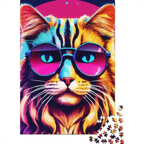 Art Cat Puzzle 1000-teilige Schwer Puzzle Spielzeug Lernspiel Impossible Cartoon Herausforderung Spielzeug Für Erwachsene Und Kinder in Bewährter 1000pcs (75x50cm) von HESHS