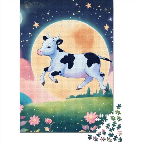 Art Cow Puzzles 1000 Teile Schwer Puzzle Spielzeug Lernspiel Impossible Cartoon Herausforderung Spielzeug Für Erwachsene Kinder 1000pcs (75x50cm) von HESHS