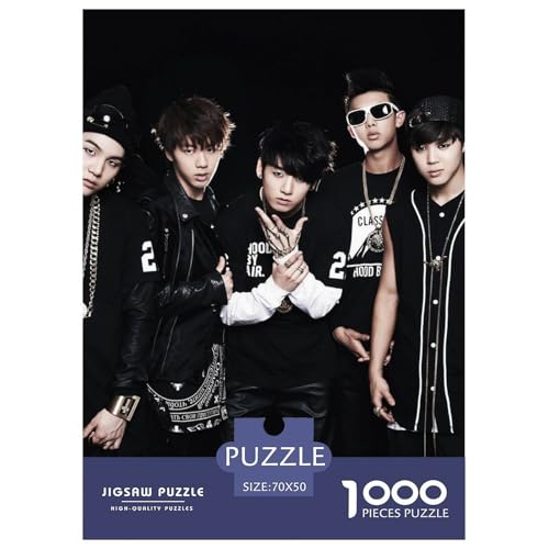BTS Kpop Boys Puzzle 1000-teilige Schwer Puzzle Spielzeug Lernspiel Impossible Star Herausforderungsspielzeug Für Erwachsene Kinder 70x50cm/1000pcs von HESHS