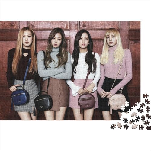 Blackpink Puzzle 1000 Teile Schwer Puzzle Spielzeug Lernspiel Impossible Star Herausforderung Spielzeug Für Erwachsene Kinder 38x26cm/1000pcs von HESHS