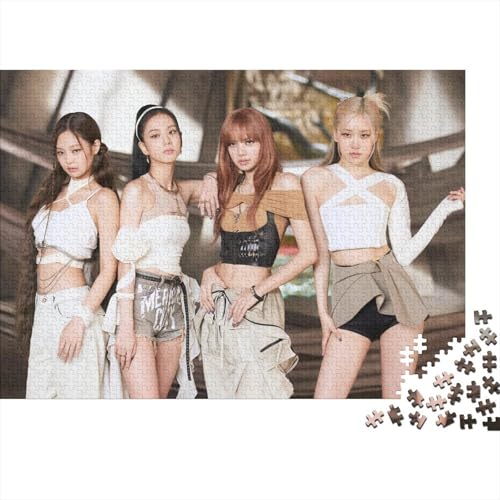 Blackpink Puzzle 1000-teilige Schwer Puzzle Spielzeug Lernspiel Impossible Star Herausforderung Spielzeug Für Erwachsene Kinder 38x26cm/1000pcs von HESHS