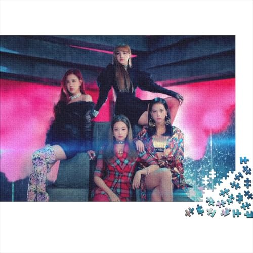 Blackpink Puzzle 1000-teilige Schwer Puzzle Spielzeug Lernspiel Impossible Star Herausforderungsspielzeug Für Erwachsene Kinder 70x50cm/1000pcs von HESHS