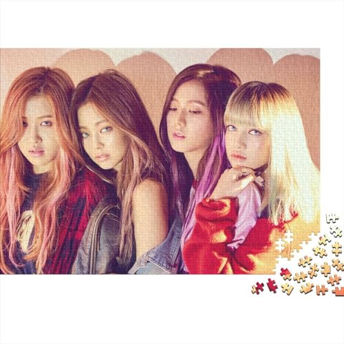 Blackpink Puzzles 1000 Teile Schwer Puzzle Spielzeug Lernspiel Impossible Star Herausforderungsspielzeug Für Erwachsene Kinder 70x50cm/1000pcs von HESHS