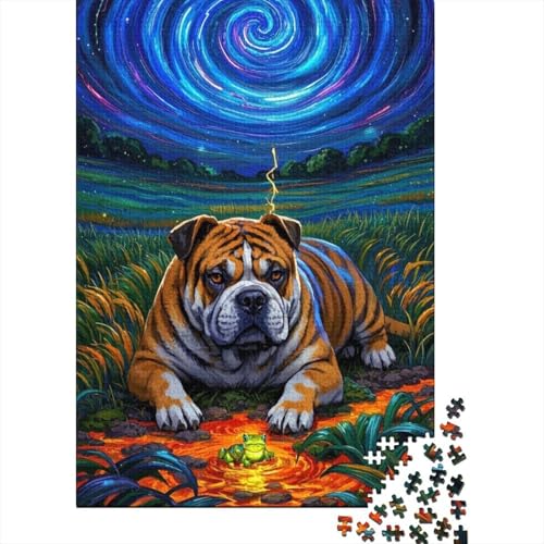 Bulldog Puzzle 1000-teilige Schwer Puzzle Spielzeug Lernspiel Impossible Cute Herausforderung Spielzeug Für Erwachsene Und Kinder in Bewährter 1000pcs (75x50cm) von HESHS
