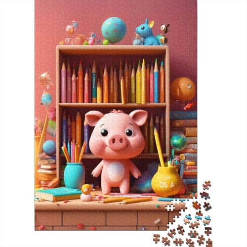 Cartoon Pig Puzzles 1000 Teile Schwer Puzzle Spielzeug Lernspiel Impossible Cute Animals Herausforderung Spielzeug Für Erwachsene Und Kinder Ab 12 Jahren 1000pcs (75x50cm) von HESHS