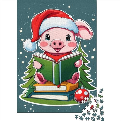 Cartoon Pig Puzzles 1000 Teile Schwer Puzzle Spielzeug Pädagogisches Spiel Impossible Cute Animals Herausforderung Spielzeug Für Erwachsene Und Kinder Ab 14 Jahren 1000pcs (75x50cm) von HESHS