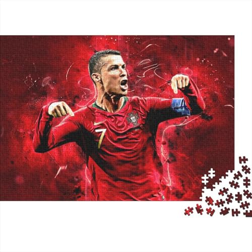 Cristiano Ronaldo Puzzle 1000-teilige Schwer Puzzle Spielzeug Pädagogisches Spiel Impossible CR7 Fußball Herausforderungsspielzeug Für Erwachsene Und Kinder in Bewährter 38x26cm/1000pcs von HESHS