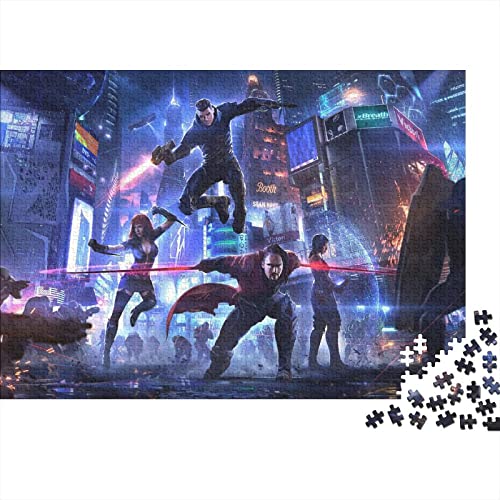 Cyberpunk 2077 Premium Holz Puzzles 500 Teile Sci-Fi,Geburtstagsgeschenk,Geschenke Für Frauen,Wandkunst Für Erwachsene Und Jugendliche Schwierige Und Herausforderung Geschenke 500pcs (52x38cm) von HESHS