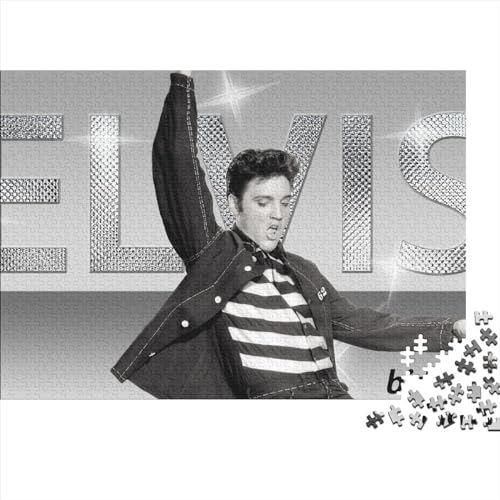 Elvis Presley Puzzle 1000 Teile Schwer Puzzle Spielzeug Lernspiel Impossible The King Herausforderung Spielzeug Für Erwachsene Und Kinder in Bewährter 38x26cm/1000pcs von HESHS