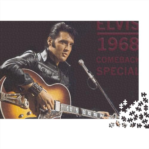 Elvis Presley Puzzle 1000-teilige Schwer Puzzle Spielzeug Lernspiel Impossible The King Herausforderungsspielzeug Für Erwachsene Kinder 38x26cm/1000pcs von HESHS