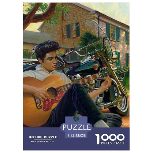 Elvis Puzzles 1000 Teile Schwer Puzzle Spielzeug Lernspiel Impossible The King Herausforderungsspielzeug Für Erwachsene Kinder 38x26cm/1000pcs von HESHS