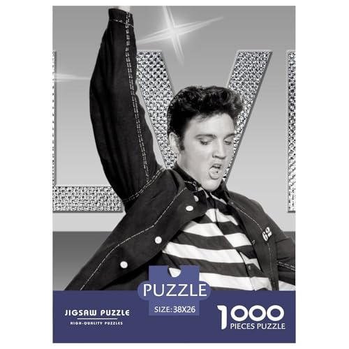 Elvis Puzzles 1000-teilige Schwer Puzzle Spielzeug Lernspiel Impossible The King Herausforderungsspielzeug Für Erwachsene Kinder 38x26cm/1000pcs von HESHS