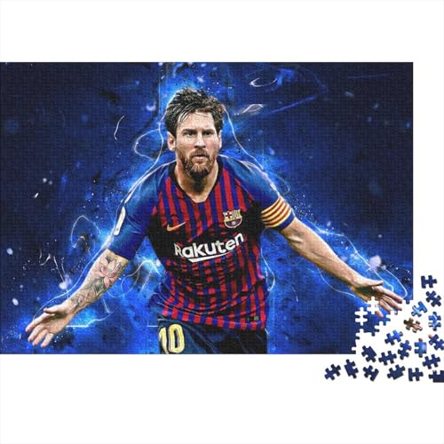 Fußball 1000 Teile Schwieriges Holzpuzzle Messi - Premium Puzzle Für Erwachsene, Familientaugliches Geschicklichkeitsspiel, Kreative Wanddekoration Geschenk 1000pcs (75x50cm) von HESHS