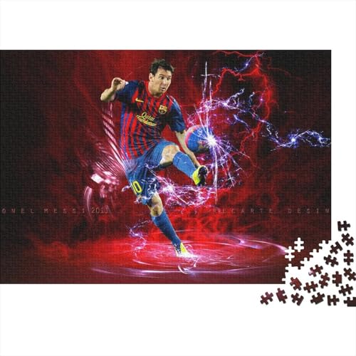 Fußball 500 Teile Puzzle Für Erwachsene - Schwieriges Holzlegespiel, Mentales Training,Messi Bunte Fliesen Dekoration, Familientaugliches Geschenk 500pcs (52x38cm) von HESHS