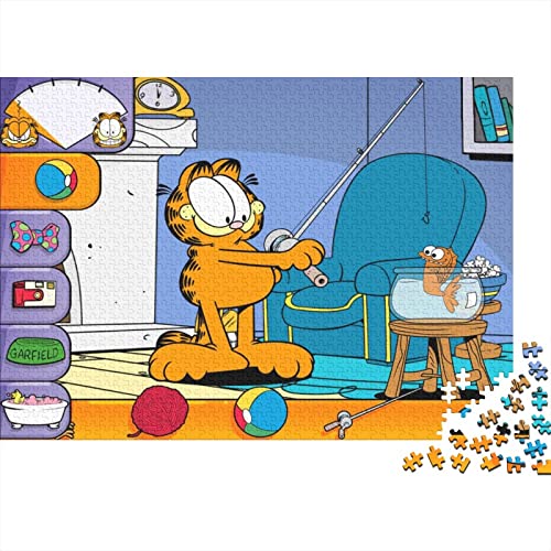 Garfield 1000 Teile Puzzles for Erwachsene Cartoon Premium Wooden Gifts Large Puzzles Educational Game Toy Gift for Wall Decoration Birthday Present 1000pcs (75x50cm) von HESHS