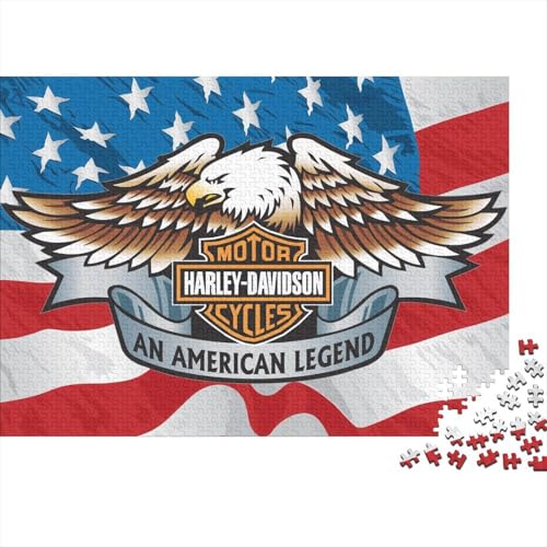 Harley_David_Son Holz Puzzle 1000 Teile Für Erwachsene - Unmögliches Legespiel, Stressabbau Spielzeug,Moto Premium Home Dekoration, 1000pcs (75x50cm) von HESHS