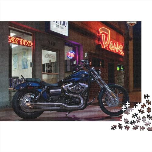 Harley_David_Son Holz Puzzle 500 Teile Für Erwachsene - Unmögliches Legespiel, Stressabbau Spielzeug,Moto Premium Home Dekoration, 500pcs (52x38cm) von HESHS
