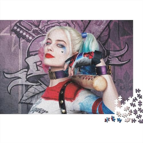 Harley Quinn 500 Teile Schwieriges Holzpuzzle Joker - Premium Puzzle Für Erwachsene, Familientaugliches Geschicklichkeitsspiel, Kreative Wanddekoration Geschenk 500pcs (52x38cm) von HESHS