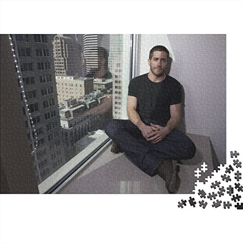 Jake Gyllenhaal 300 Teile Puzzles Shaped Premium Wooden Puzzle Star,Birthday Present,Wall Art for Adults Difficult and Challenge Gifts 300pcs (40x28cm) von HESHS