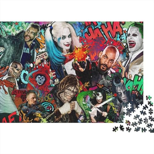 Joker 1000 Teile Premium Holz Puzzle Für Erwachsene - Herausforderndes Geschicklichkeitsspiel,Harley Quinn Entspannendes Legespiel Für Familie, Wanddekoration Geschenk 1000pcs (75x50cm) von HESHS