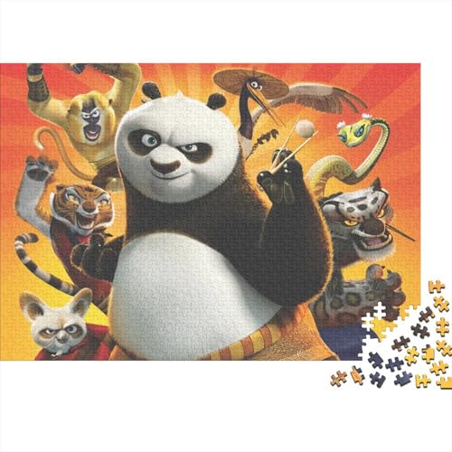 Kung_Fu Panda 1000 Teile Premium Holz Puzzle Für Erwachsene - Herausforderndes Geschicklichkeitsspiel,Cartoon Entspannendes Legespiel Für Familie, Wanddekoration Geschenk 1000pcs (75x50cm) von HESHS