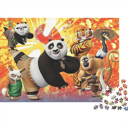 Kung_Fu Panda Holz Puzzle 1000 Teile Für Erwachsene - Unmögliches Legespiel, Stressabbau Spielzeug,Cartoon Premium Home Dekoration, 1000pcs (75x50cm) von HESHS