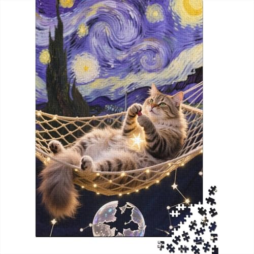 Maine Coon Puzzle 1000-teilige Schwer Puzzle Spielzeug Lernspiel Impossible Cartoon Art Herausforderung Spielzeug Für Erwachsene Kinder 1000pcs (75x50cm) von HESHS