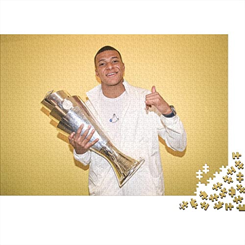 Mbappé 300 Teile Premium Holz Puzzle Für Erwachsene - Herausforderndes Geschicklichkeitsspiel,Fußball Entspannendes Legespiel Für Familie, Wanddekoration Geschenk 300pcs (40x28cm) von HESHS