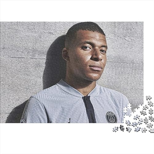 Mbappé Holz Puzzle 300 Teile Für Erwachsene - Unmögliches Legespiel, Stressabbau Spielzeug,Fußball Premium Home Dekoration, 300pcs (40x28cm) von HESHS