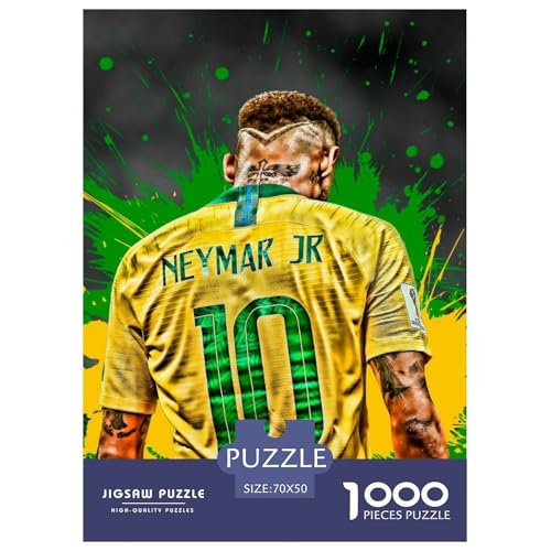 Neymar Puzzle 1000-teilige Schwer Puzzle Spielzeug Lernspiel Impossible Fußball Herausforderungsspielzeug Für Erwachsene Kinder 70x50cm/1000pcs von HESHS