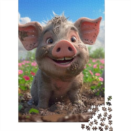 Pig Puzzle 1000-teilige Schwer Puzzle Spielzeug Lernspiel Impossible Herausforderungsspielzeug Für Erwachsene Und Kinder Ab 12 Jahren 1000pcs (75x50cm) von HESHS
