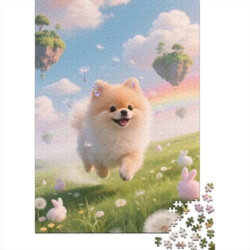 Pomeranian Puppy Puzzle 1000-teilige Schwer Puzzle Spielzeug Lernspiel Impossible Cartoon Art Herausforderung Spielzeug Für Erwachsene Und Kinder Ab 12 Jahren 1000pcs (75x50cm) von HESHS