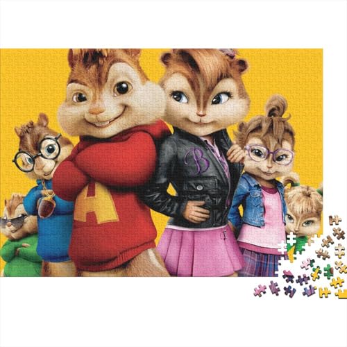 Premium Alvin 500 Teile Puzzle Aus Holz Chipmunks - Herausforderndes Geschicklichkeitsspiel Für Erwachsene, Entspannende Wandkunst, Hochwertiges Geschenk 500pcs (52x38cm) von HESHS