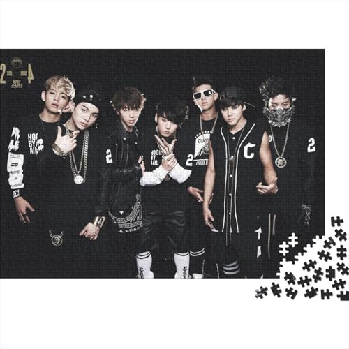 Premium BTS Kpop Boys 500 Teile Puzzle Aus Holz Star - Herausforderndes Geschicklichkeitsspiel Für Erwachsene, Entspannende Wandkunst, Hochwertiges Geschenk 500pcs (52x38cm) von HESHS